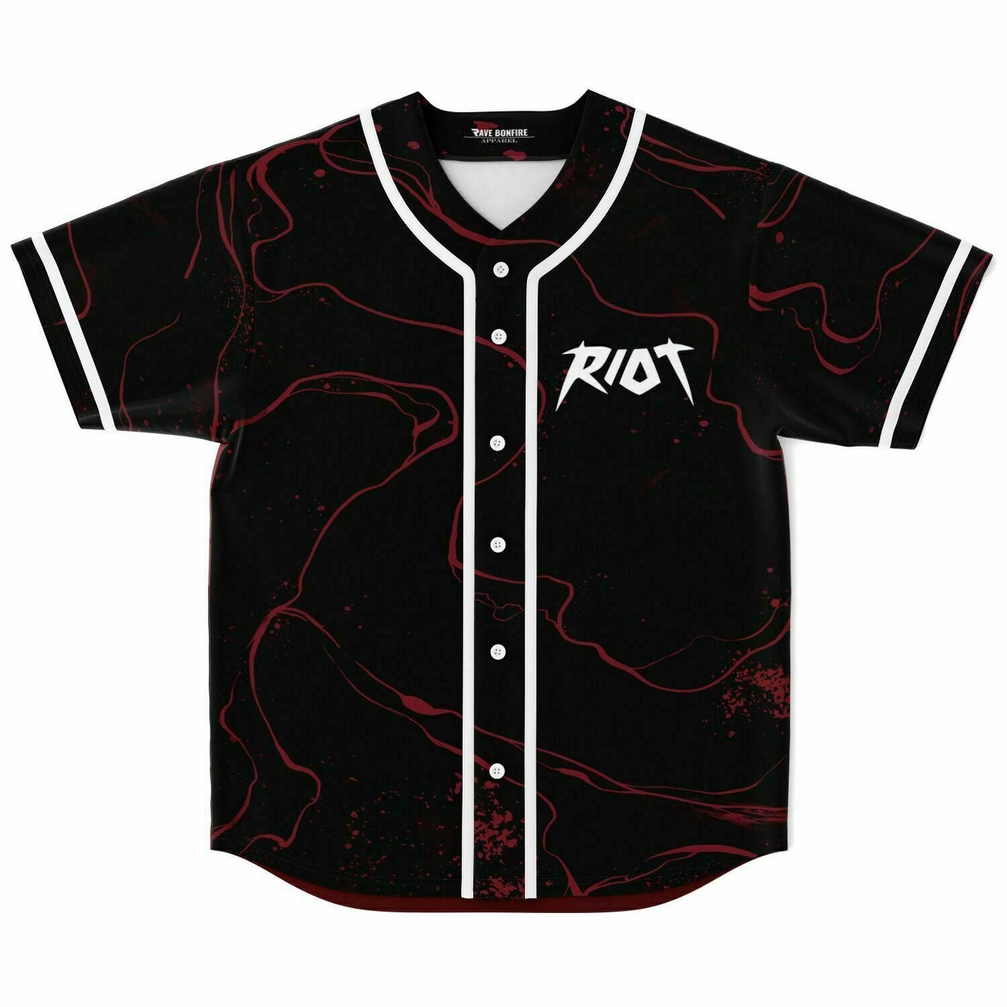 RIOT Black Marbled Red Rave Baseball Jersey