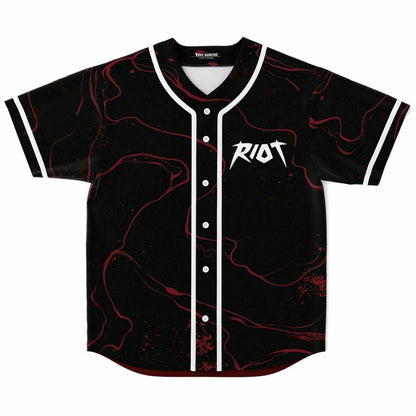 RIOT Black Marbled Red Rave Baseball Jersey