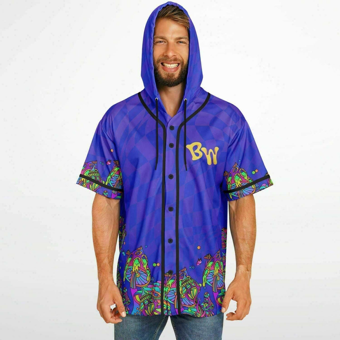 Beyond Wonderland Psychedelic Melting Rave Hooded Baseball Jersey