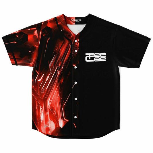 TeeCee Black Futuristic Red Rave Baseball Jersey