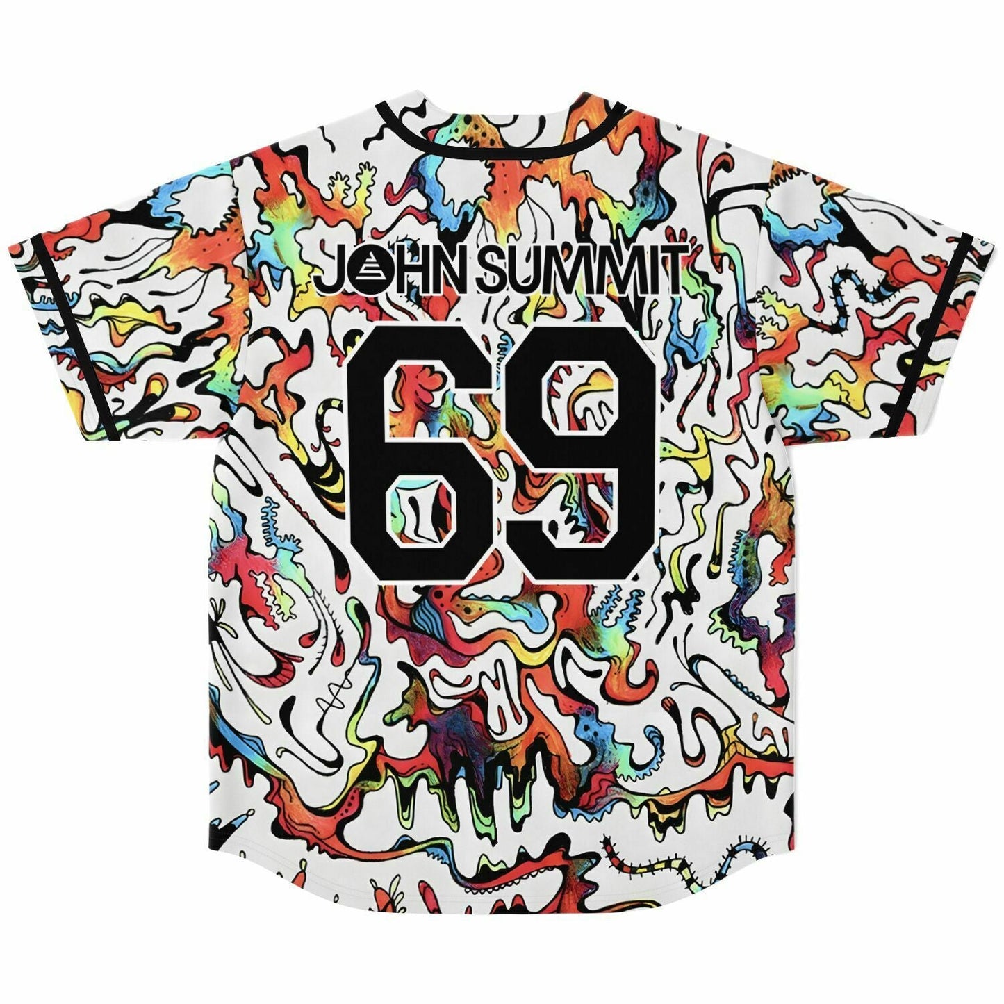 John Summit White Abstract Drippy Rave Baseball Jersey