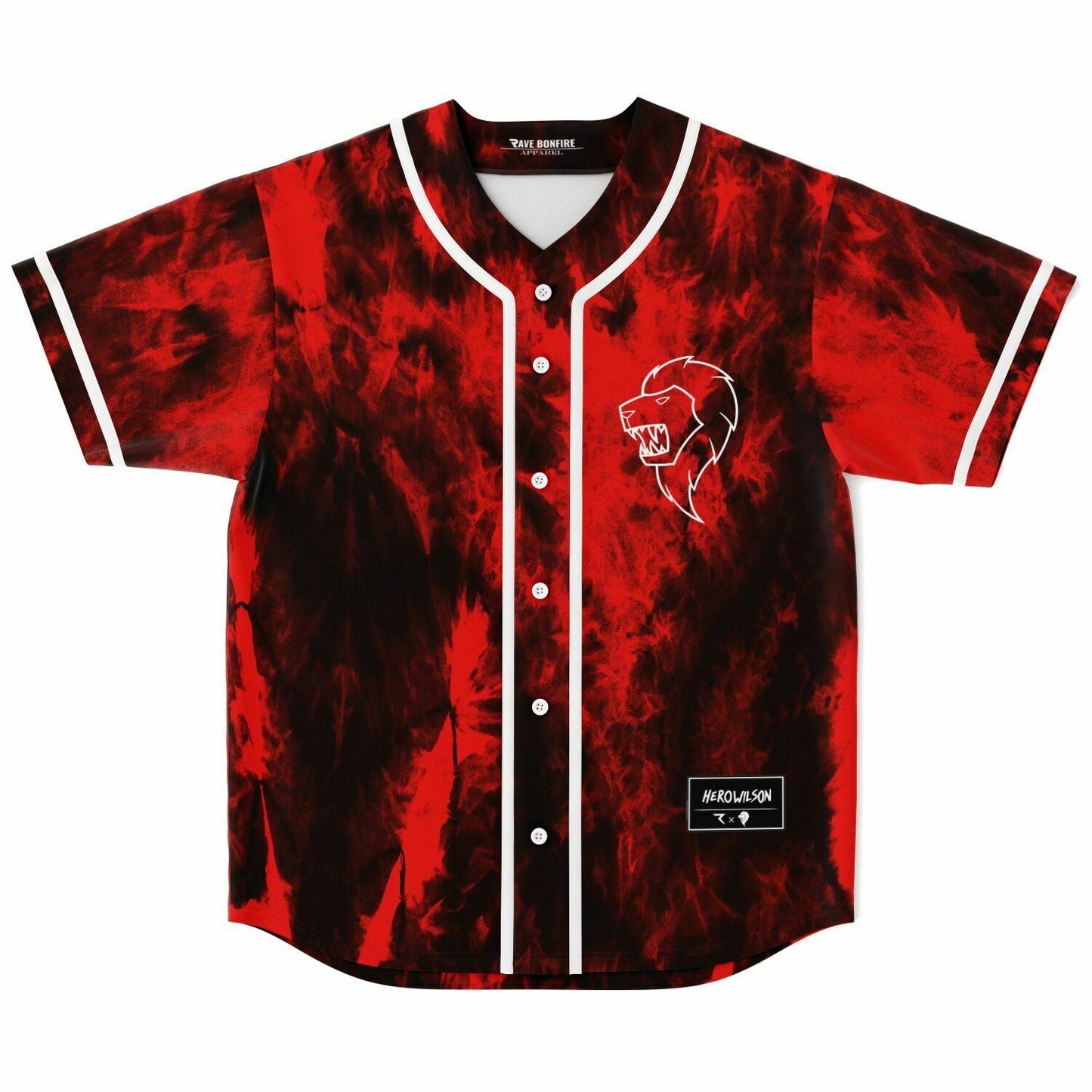 Red Black Roaring Lion Rave Baseball Jersey