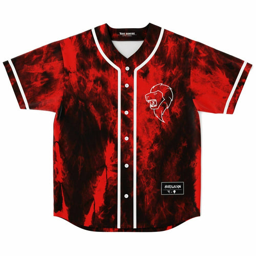 Red Black Roaring Lion Rave Baseball Jersey