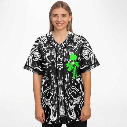 Black Liquid Marbled Rave Baseball Jersey