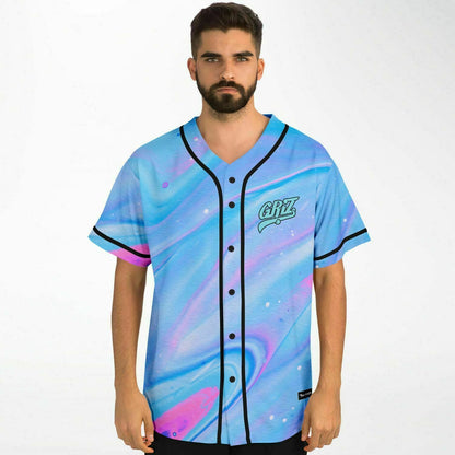 GRiZ Light Blue Holographic Liquid Rave Baseball Jersey