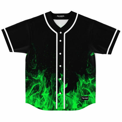 Black Green Flames Rave Baseball Jersey
