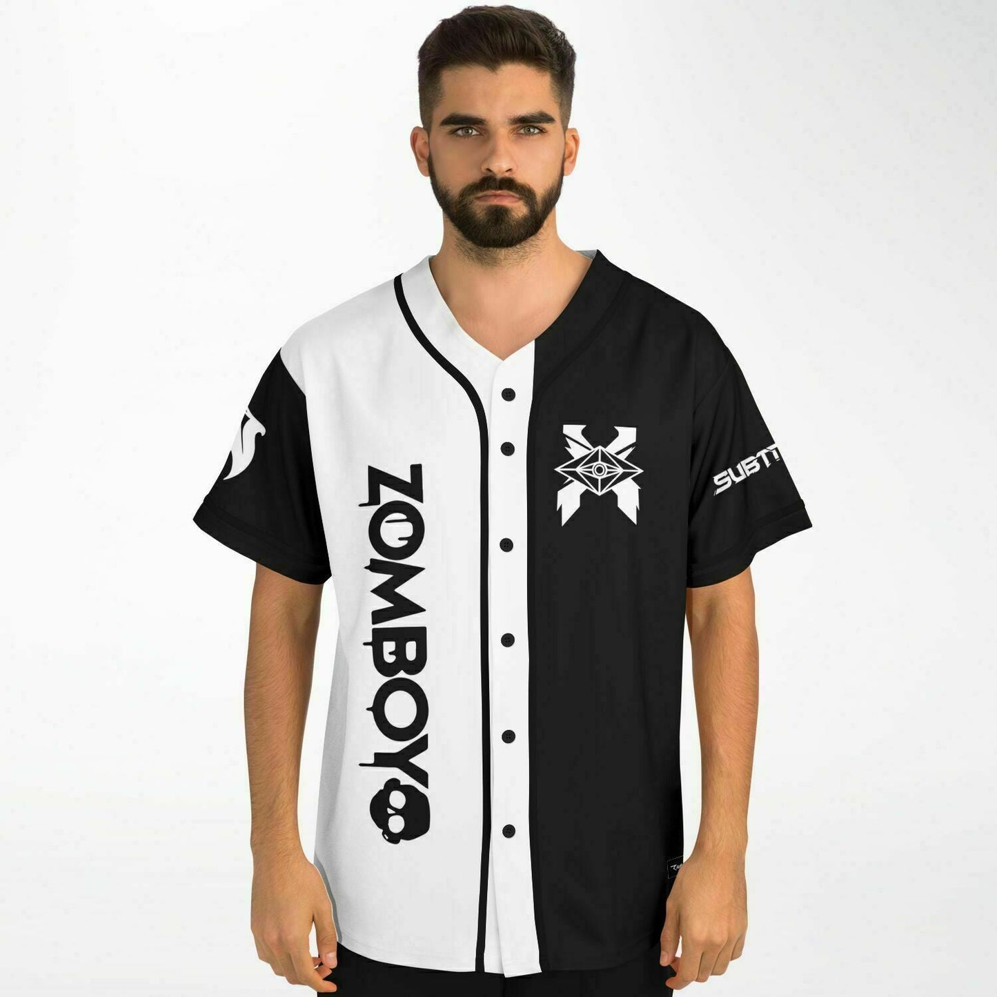 Zomboy Black White Half Rave Baseball Jersey