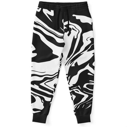 Black White Liquid Marble Rave Joggers