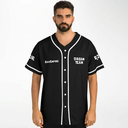 Black Chest Text Rave Baseball Jersey