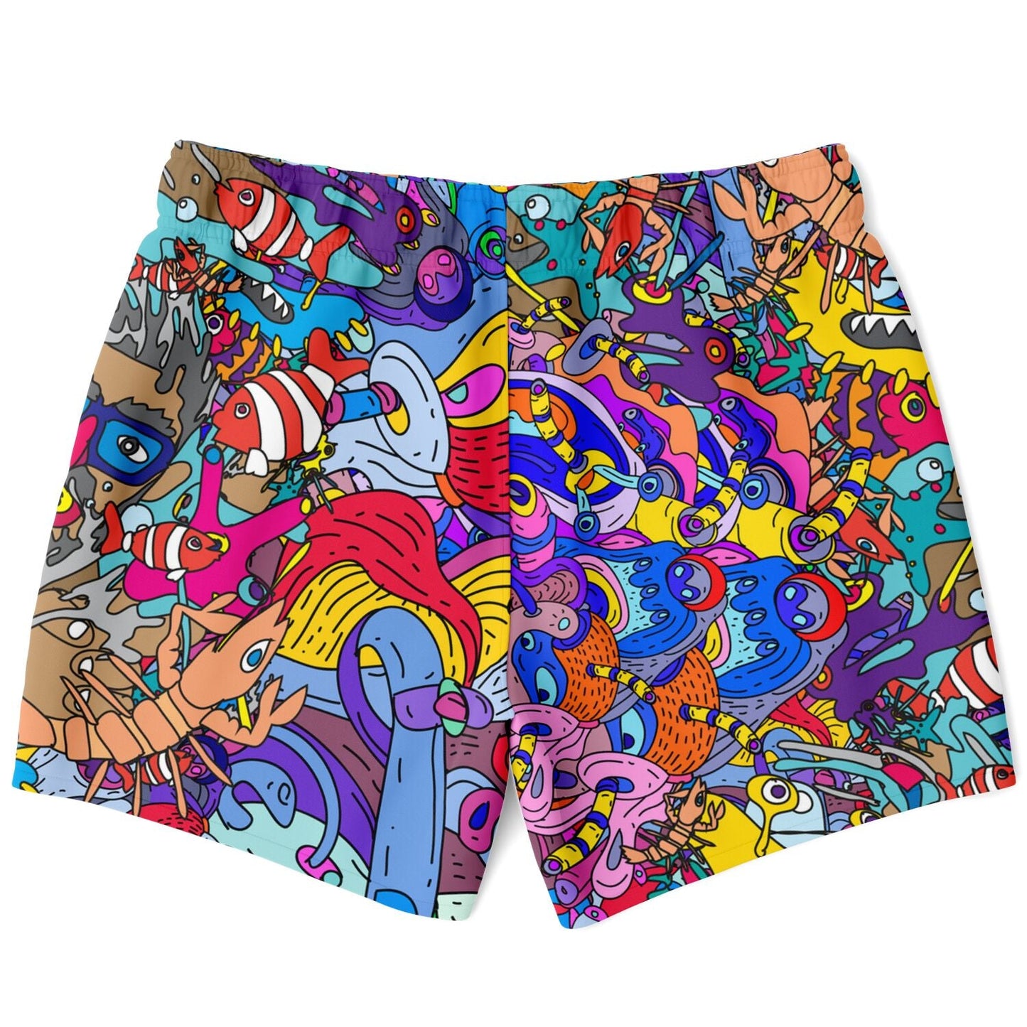 — Blue Dense Cartoon Rave Swim Trunks
