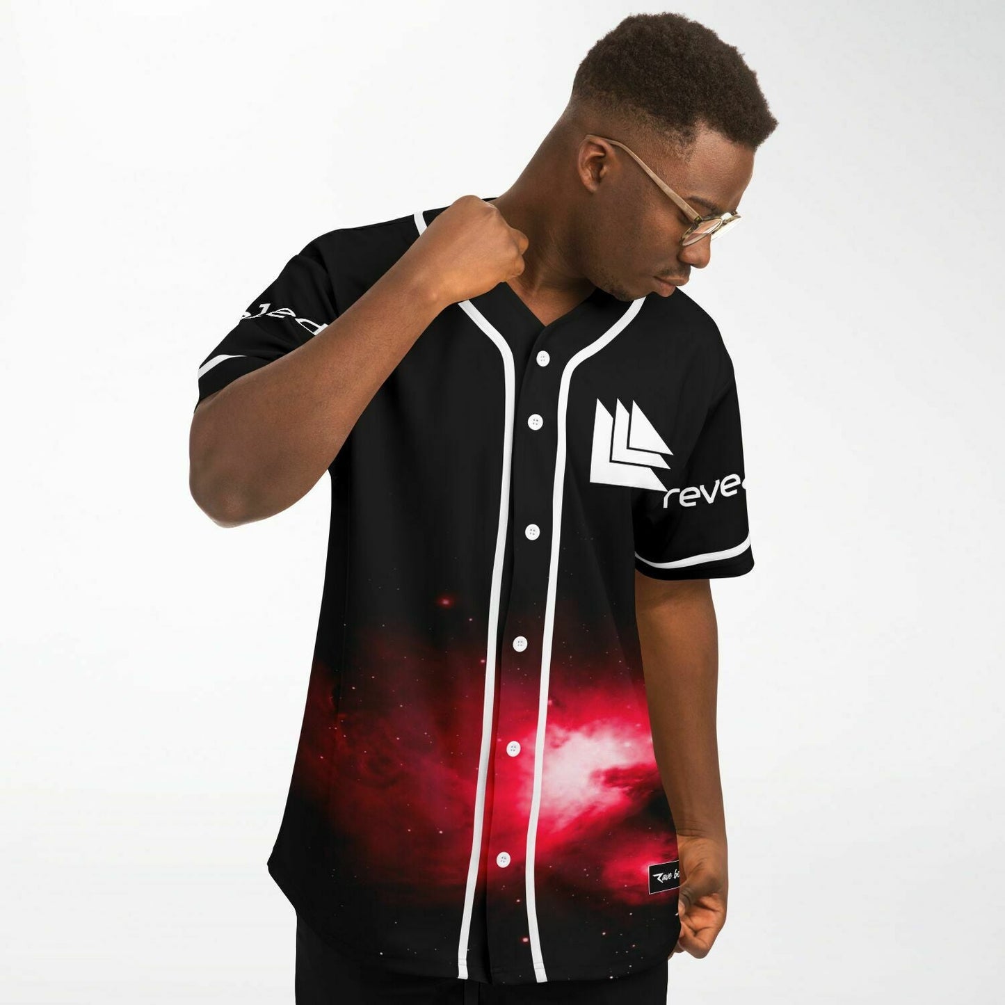 Revealed Black Red Nebula Rave Baseball Jersey