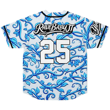 White Blue Leafy Rave Baseball Jersey