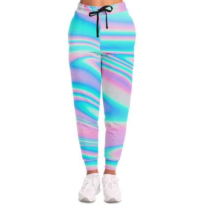 Pastel Holographic Iridescent Liquid Rave Joggers