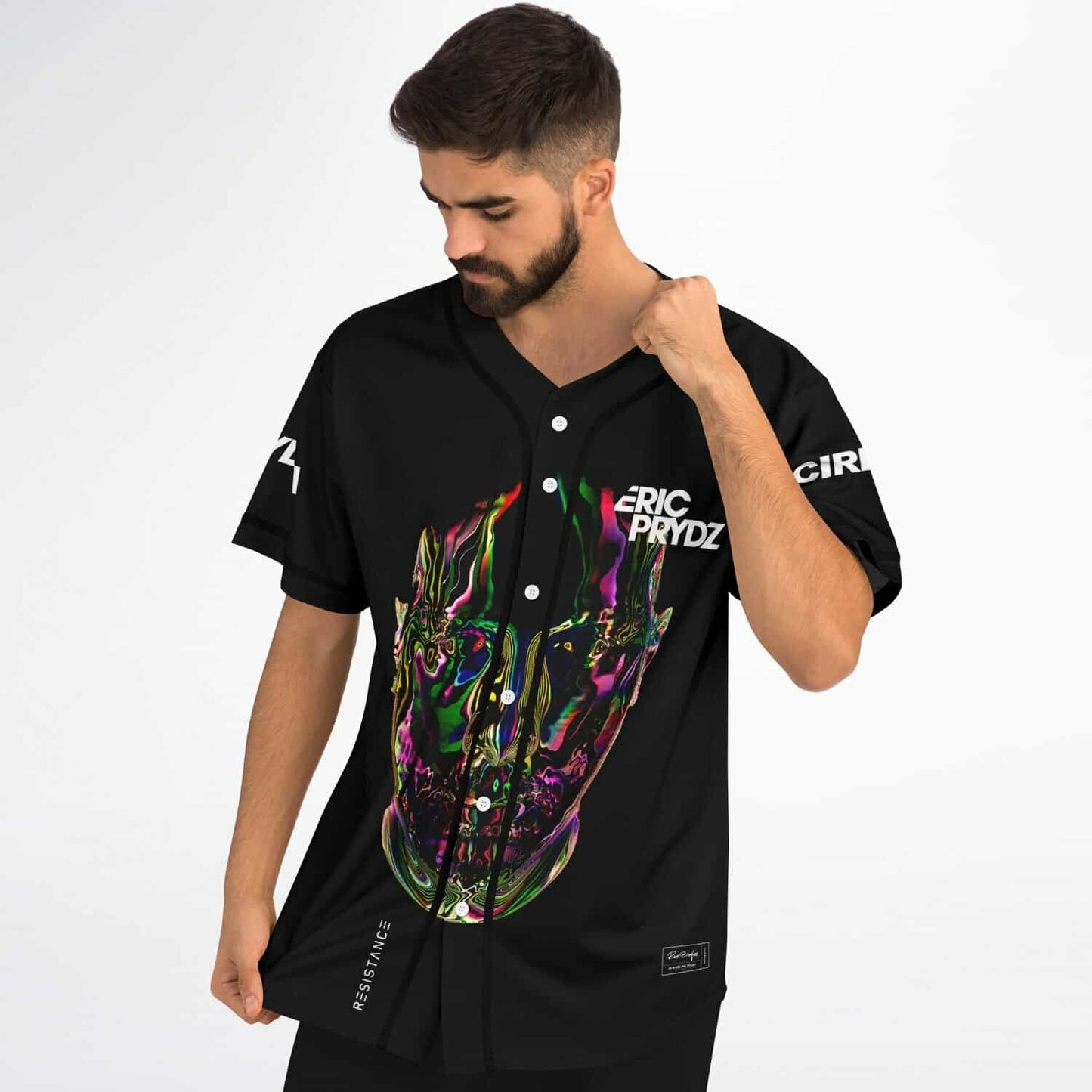 Eric Prydz Black Glitchy Iridescent Rave Baseball Jersey