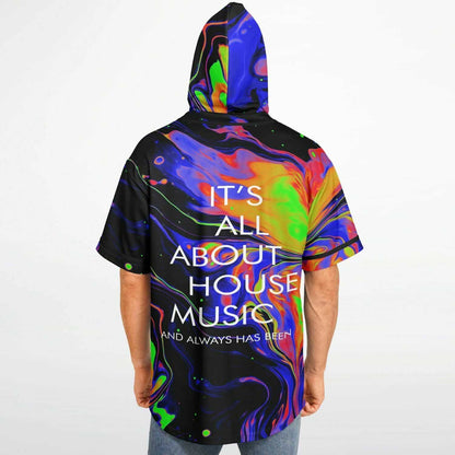 Black Fluid Psychedelic Rave Hooded Baseball Jersey