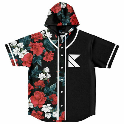 Kaskade Black Floral Rave Hooded Baseball Jersey