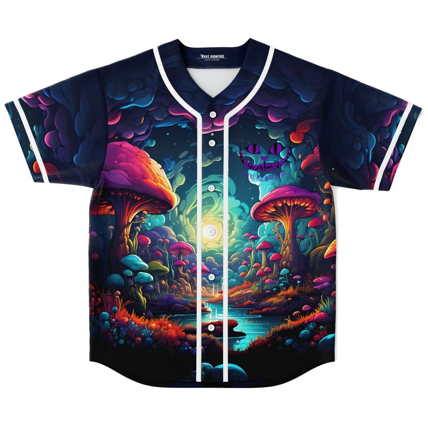 Deep Navy Psychedelic Glowing Rave Baseball Jersey