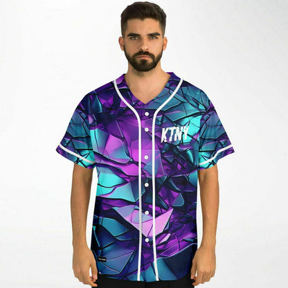 Teal Shattered Rave Baseball Jersey