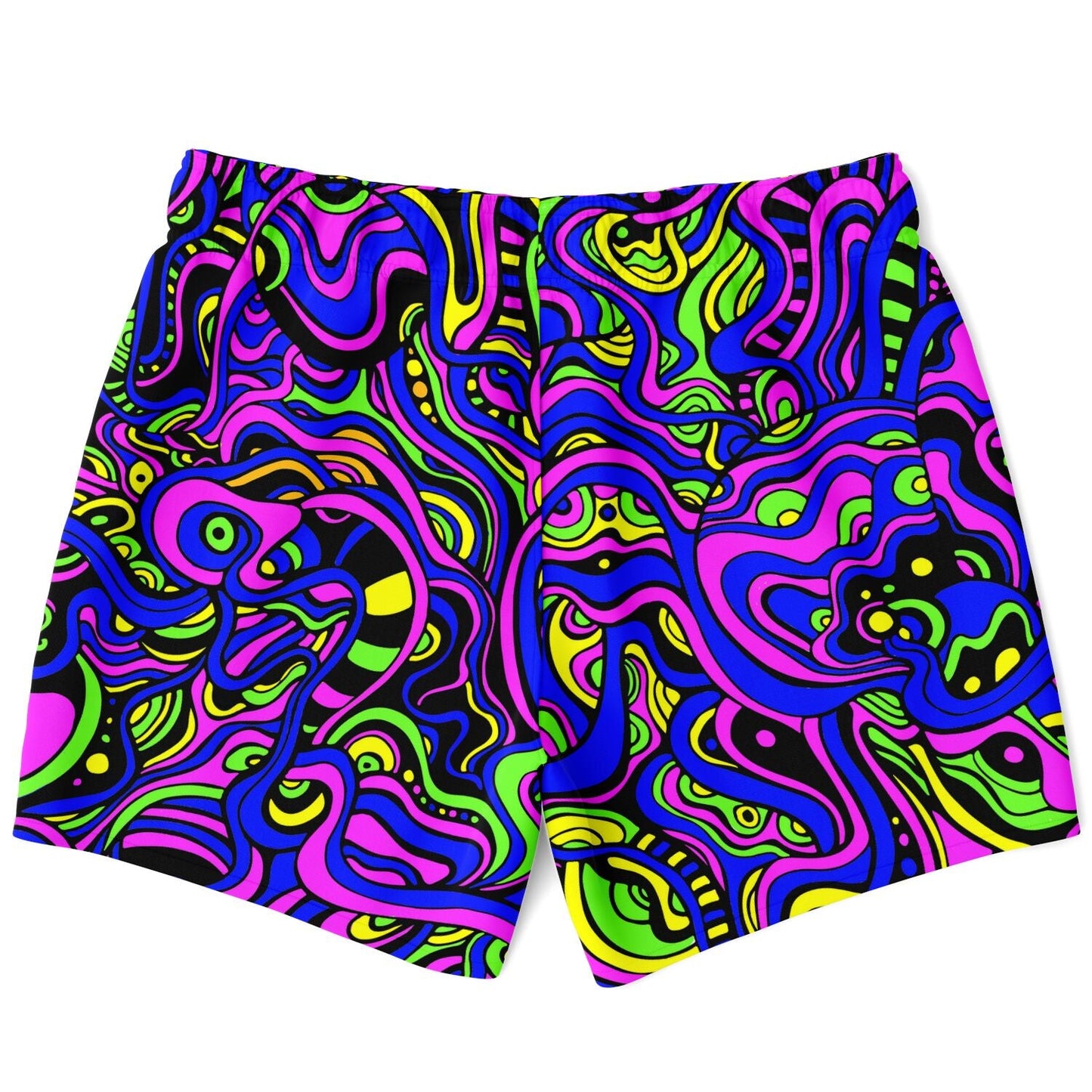 Neon Pink Swirling Psychedelic Rave Swim Trunks