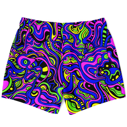 Neon Pink Swirling Psychedelic Rave Swim Trunks