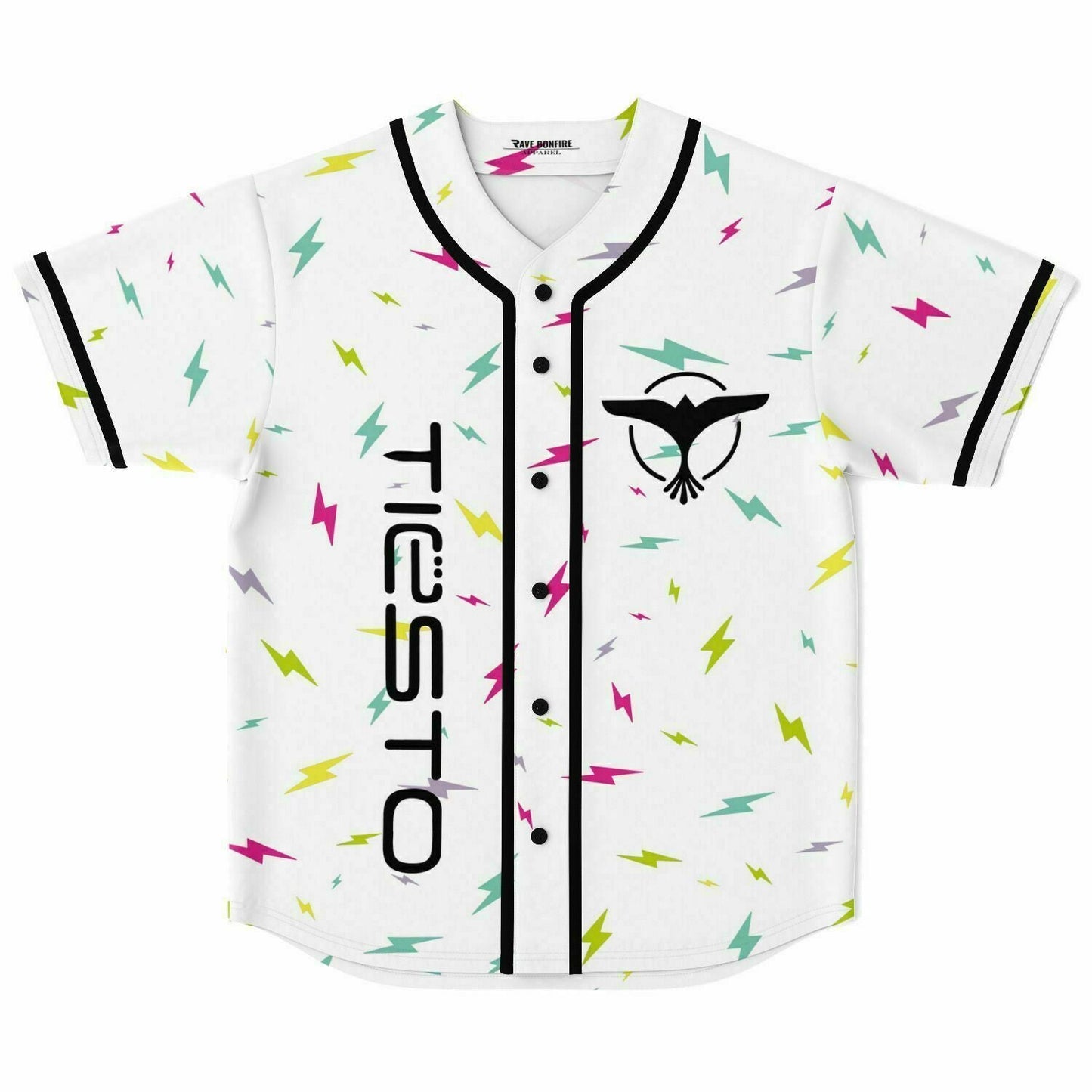 Tiësto White Scattered Lightning Rave Baseball Jersey