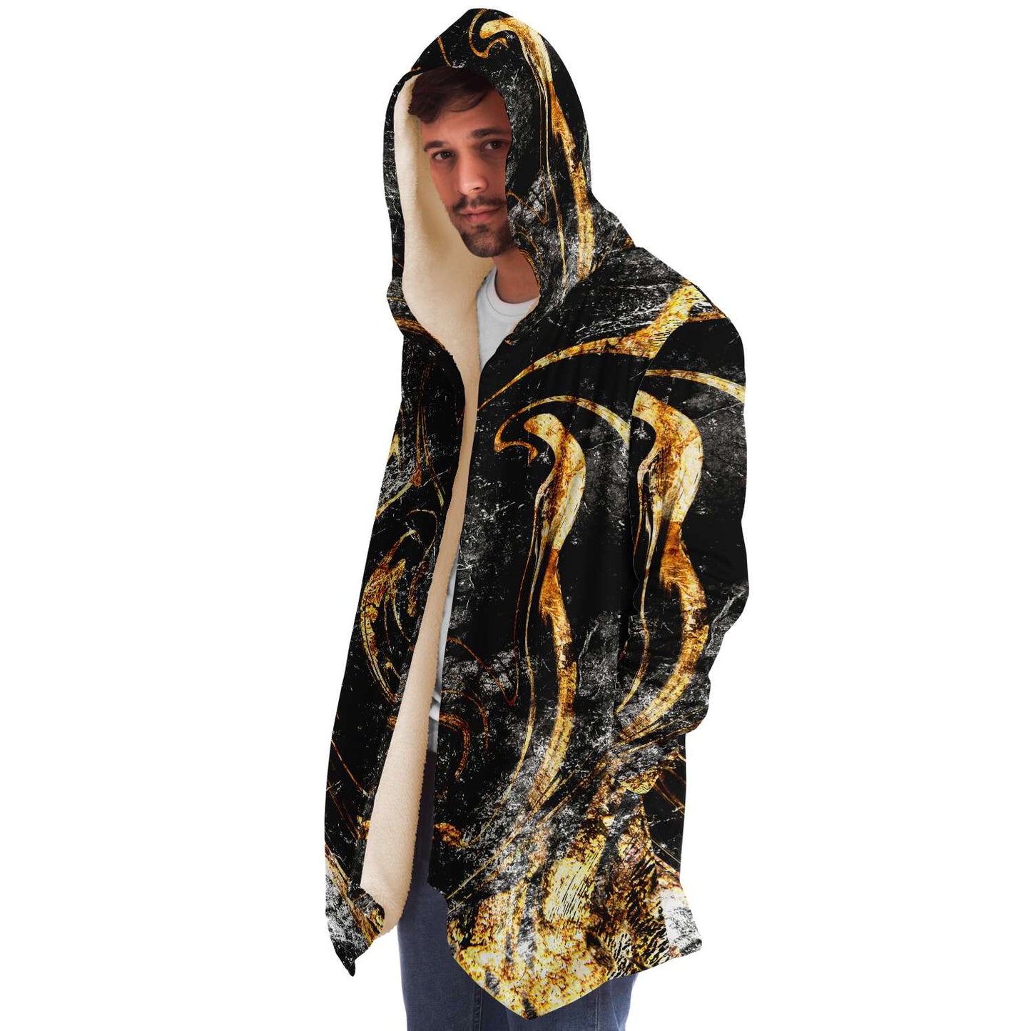 Black Gold Marbled Rave Cloak