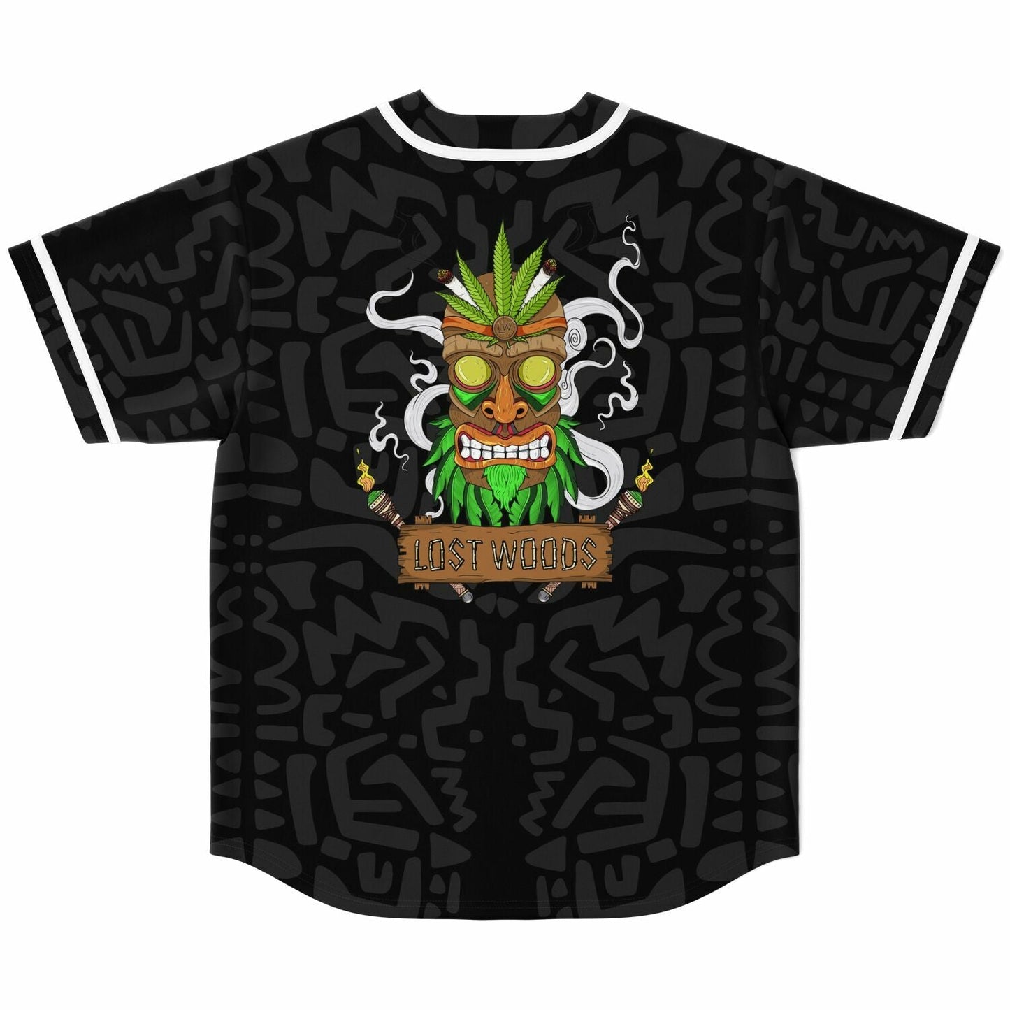 Lost Woods Black Charcoal Tonal Tribal Rave Baseball Jersey
