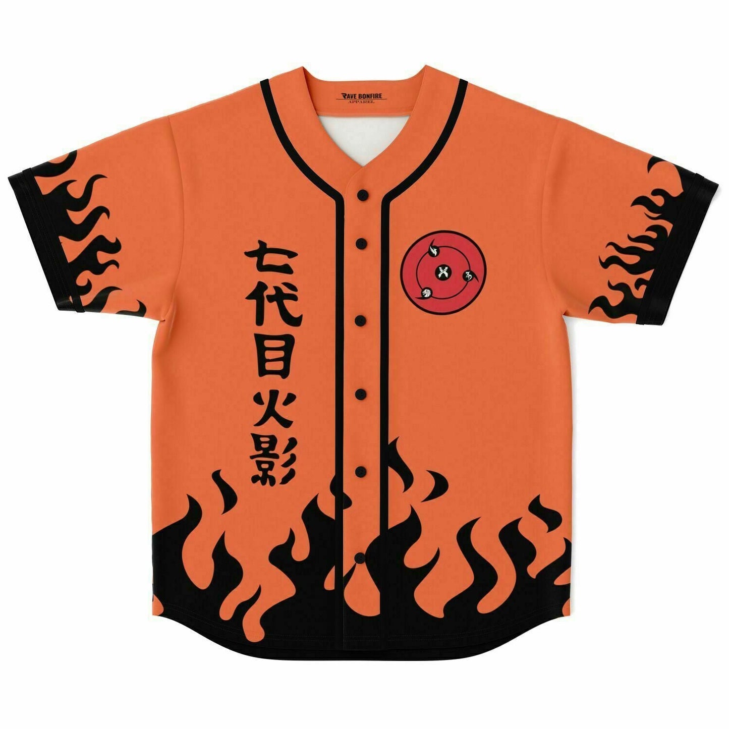 Orange Black Flame Rave Baseball Jersey