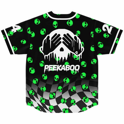 Black Repeating Green Rave Baseball Jersey