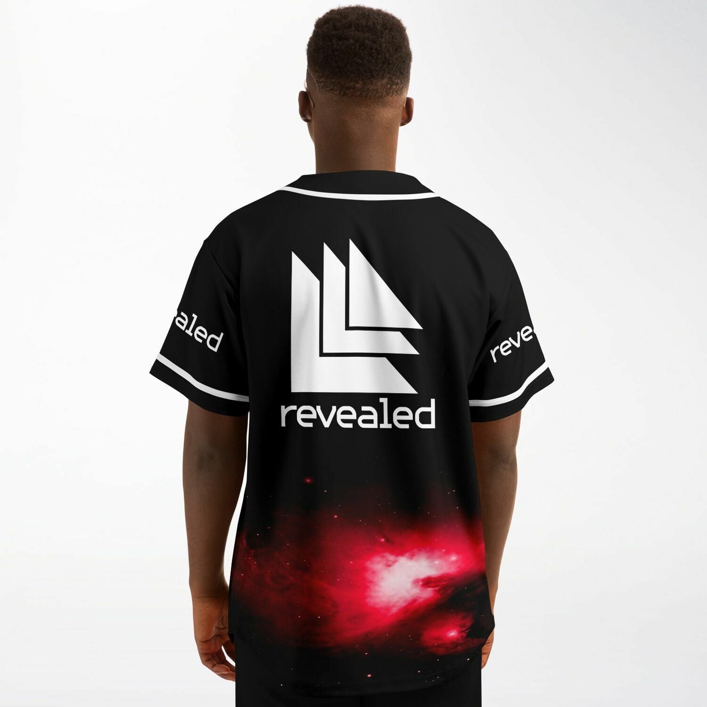 Revealed Black Red Nebula Rave Baseball Jersey