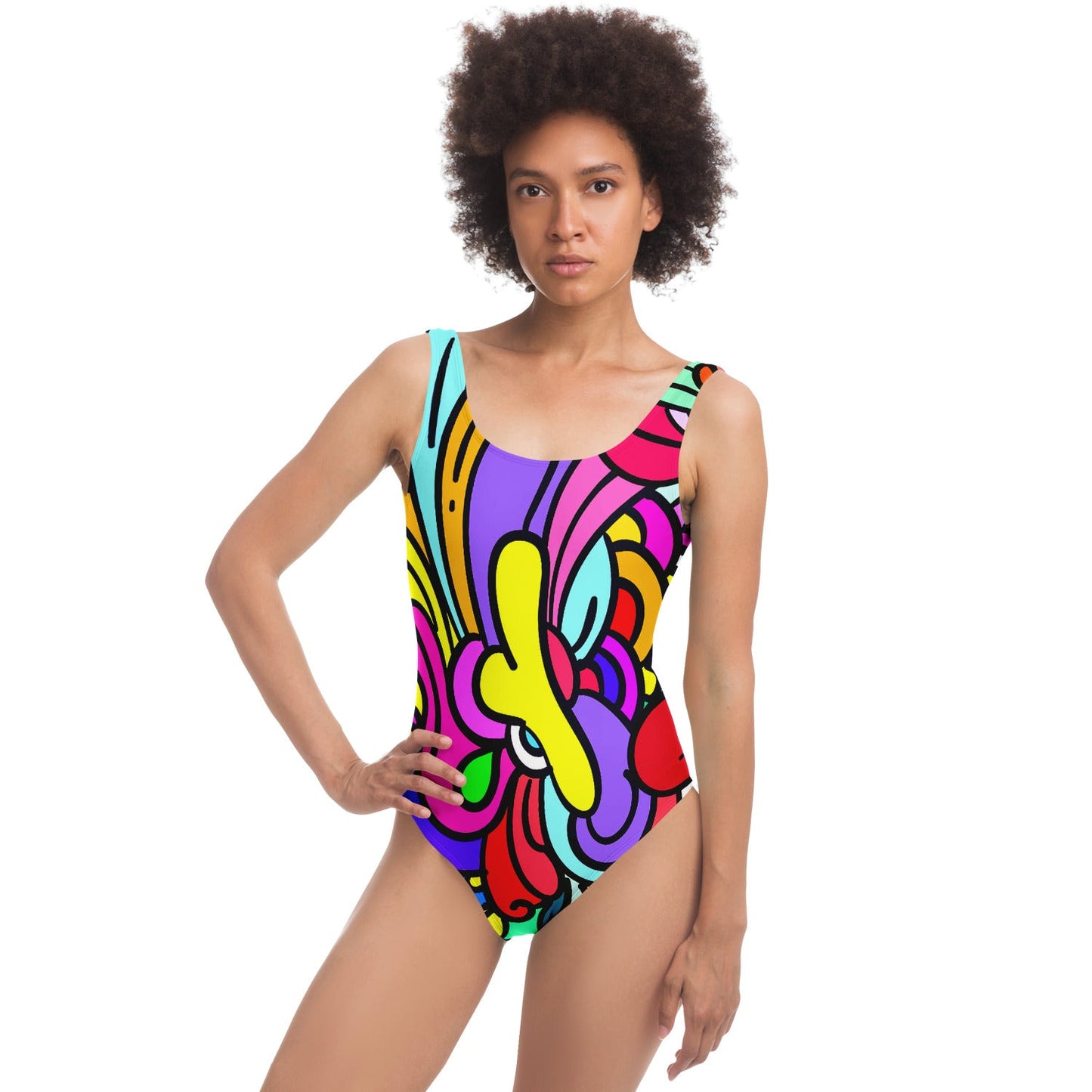 Bright Rainbow Bold Abstract Rave Swimsuit