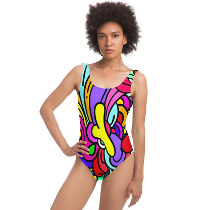 Bright Rainbow Bold Abstract Rave Swimsuit