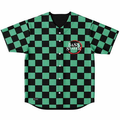 Bass Slayer Green Checkerboard Anime Reversible Baseball Jersey