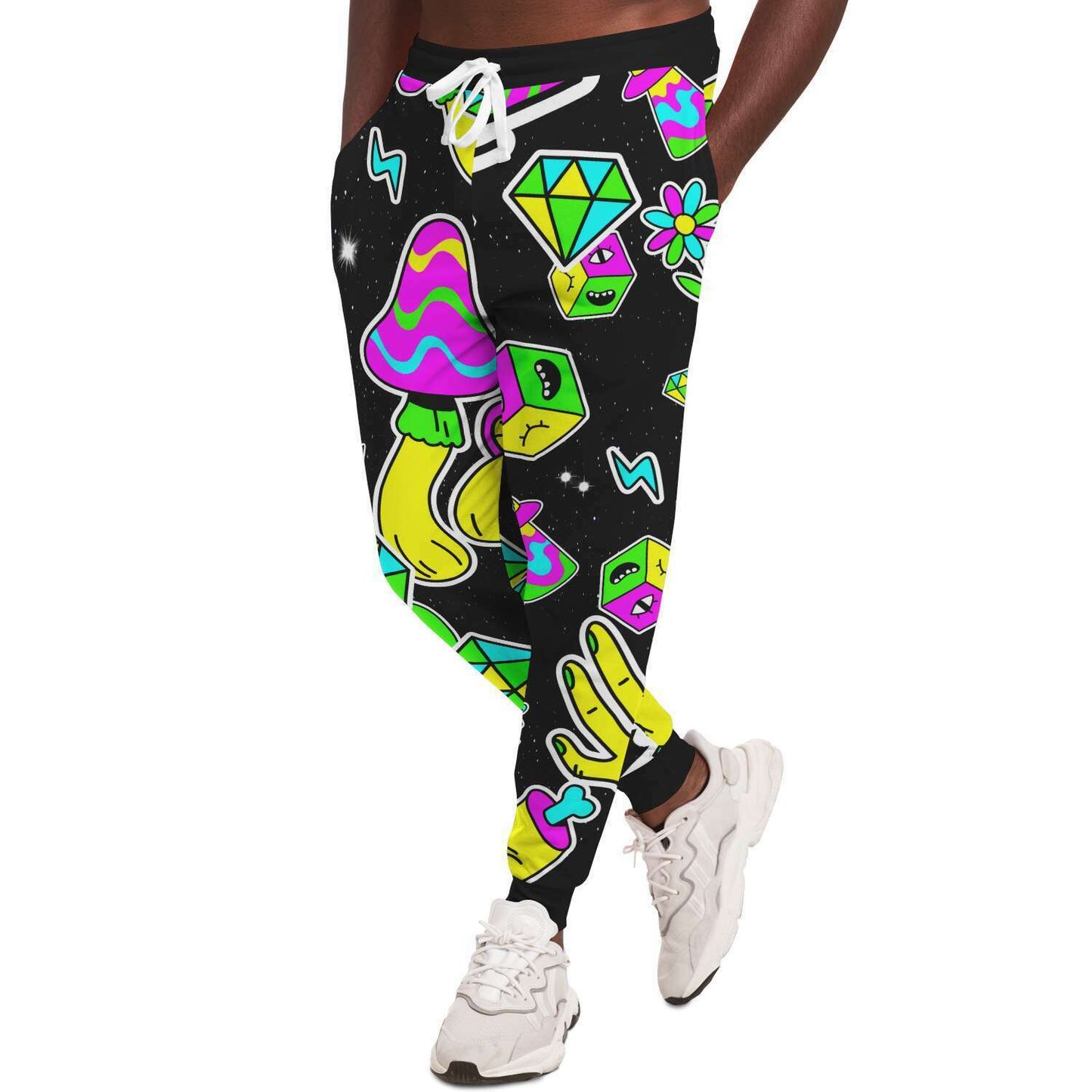 Black Cartoon Sticker Rave Joggers