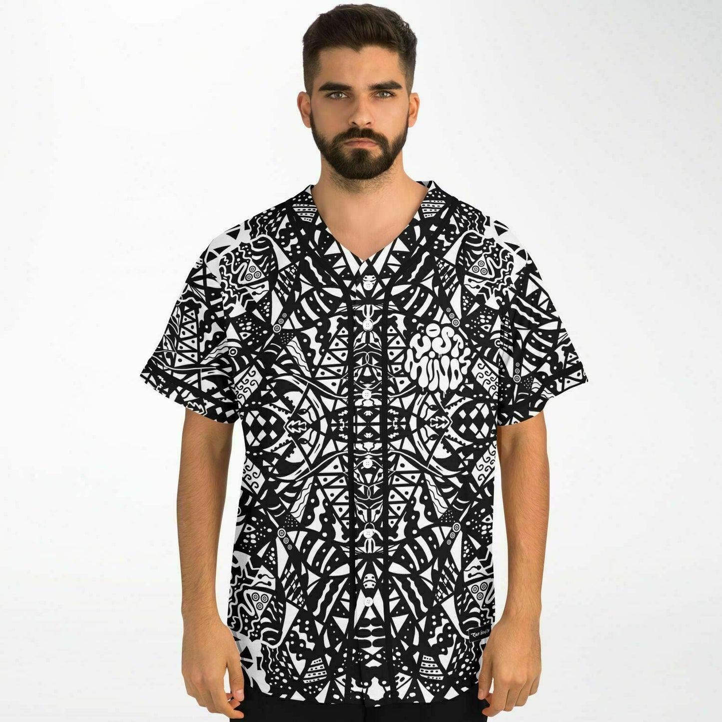 Lost Minds Black White Dense Symmetrical Rave Baseball Jersey