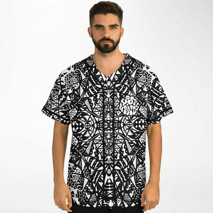 Lost Minds Black White Dense Symmetrical Rave Baseball Jersey