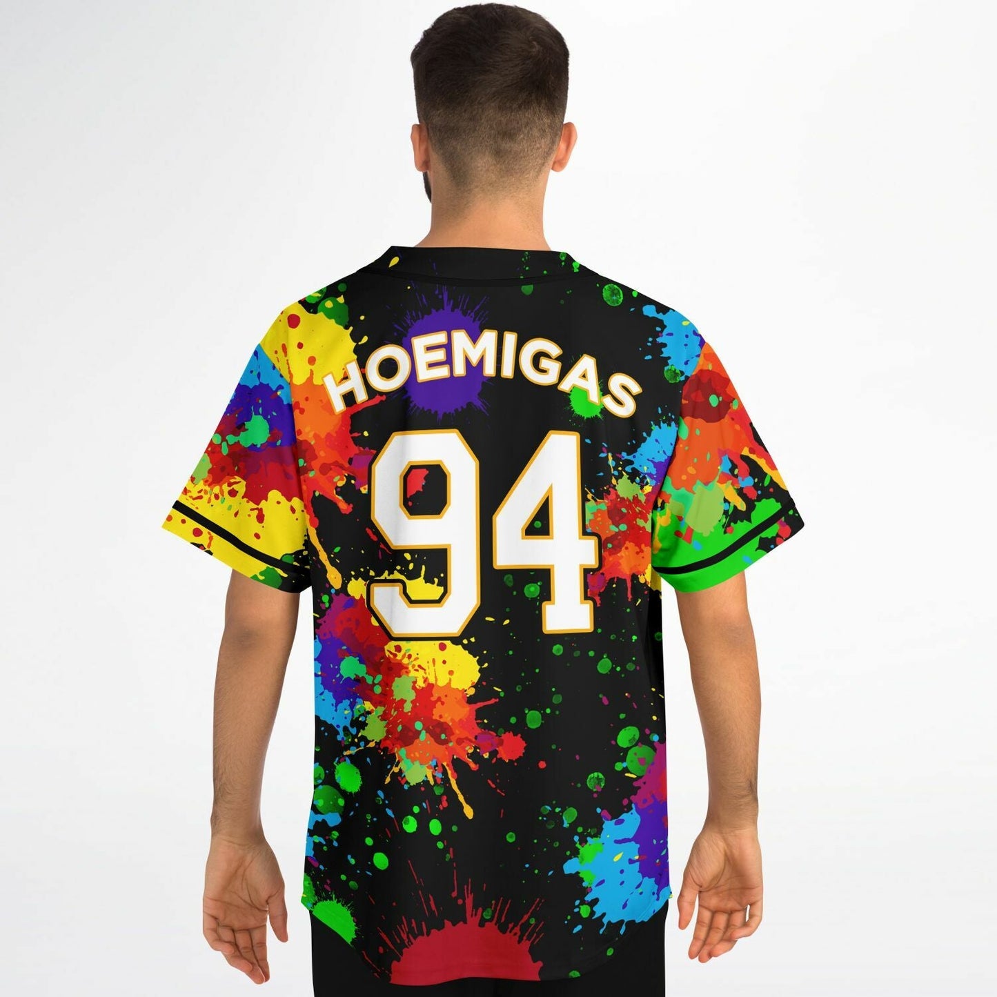 Black Colorful Paint Rave Baseball Jersey