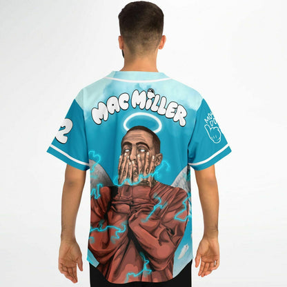 Mac Miller Teal Chest Cartoon Rave Baseball Jersey