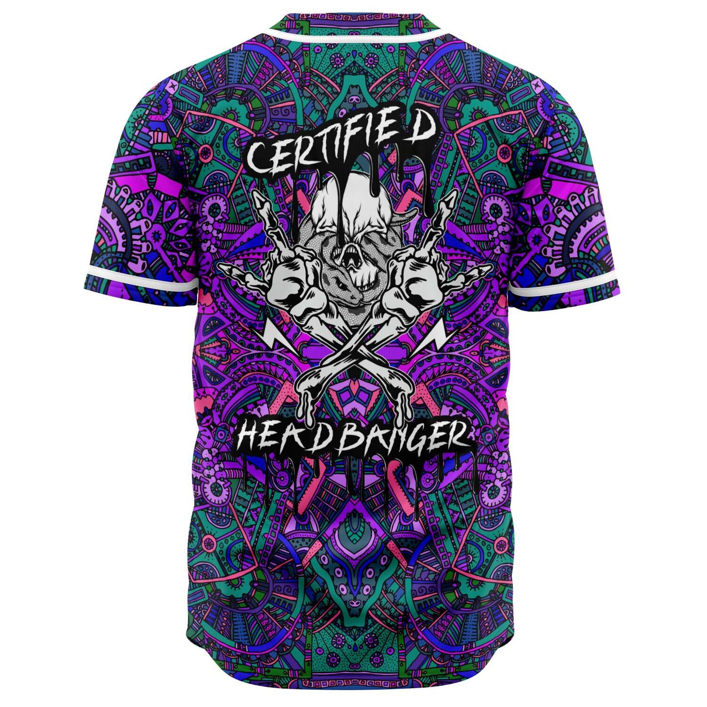 Purple Grinning Skull Rave Baseball Jersey