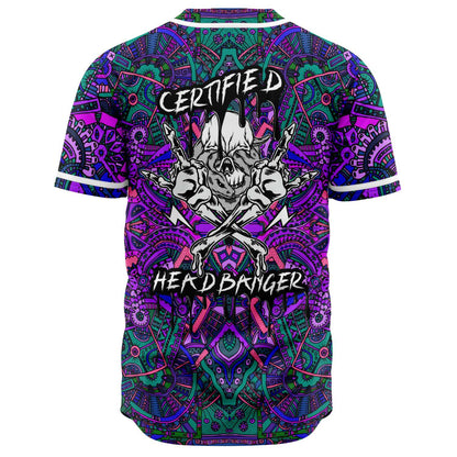 Purple Grinning Skull Rave Baseball Jersey
