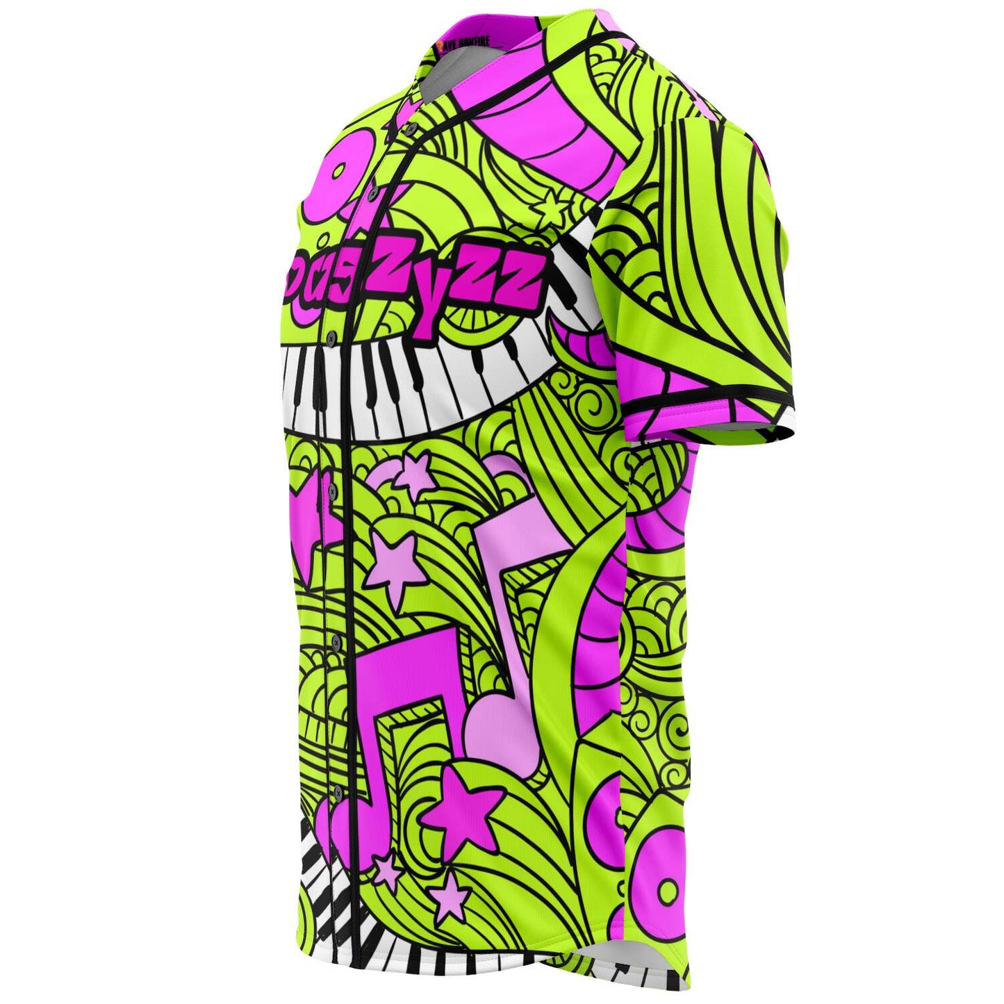 Neon Lime Doodle Music Rave Baseball Jersey
