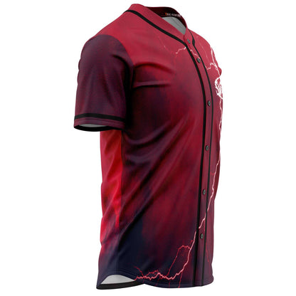 SVDDEN DEATH Deep Red Lightning Storm Rave Baseball Jersey
