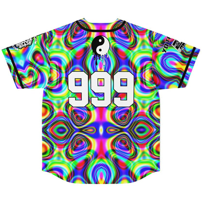 Black Split Kaleidoscopic Liquid Rave Baseball Jersey