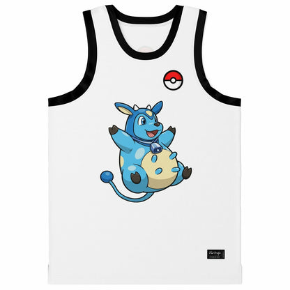 White Body Cartoon Blue Rave Basketball Jersey