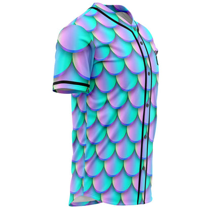 Iridescent Teal Mermaid Fish Rave Baseball Jersey