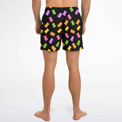 Black Scattered Gummy Rave Swim Trunks