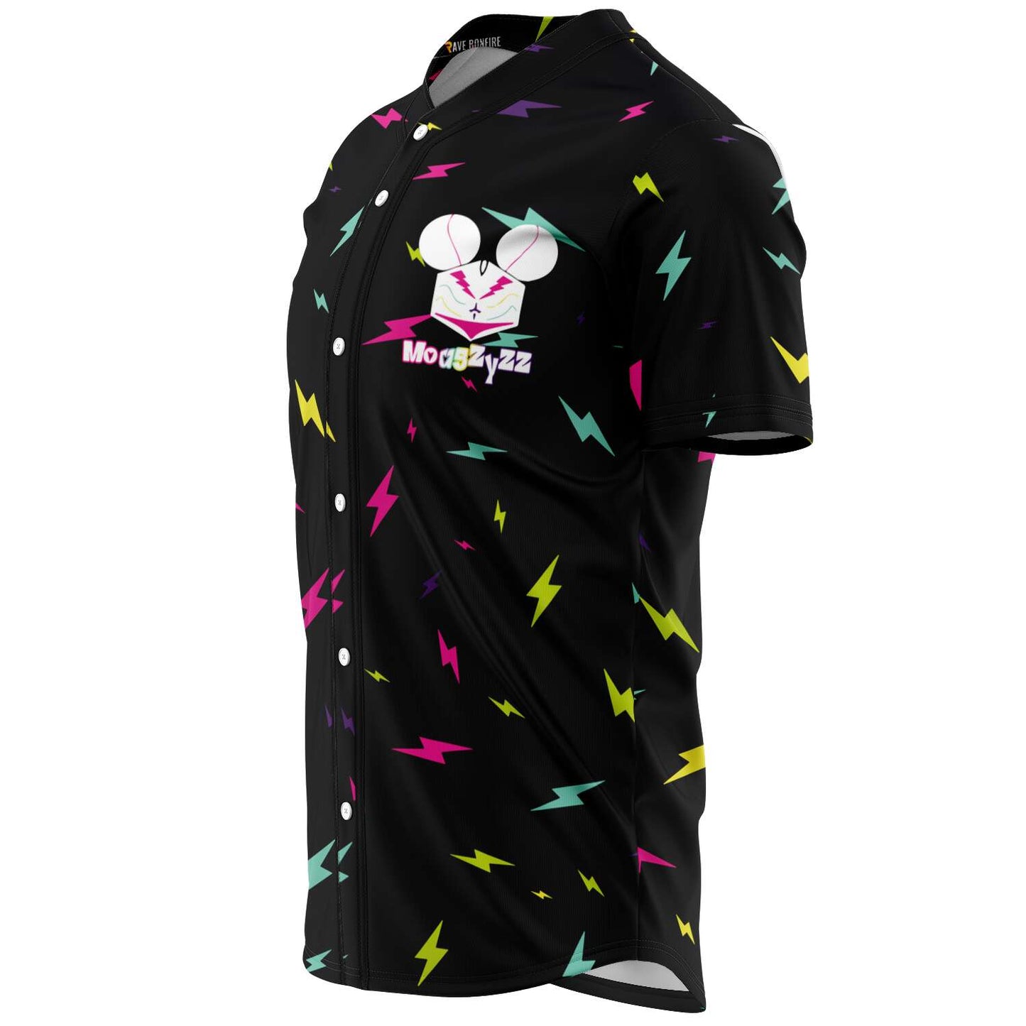Black Scattered Lightning Rave Baseball Jersey