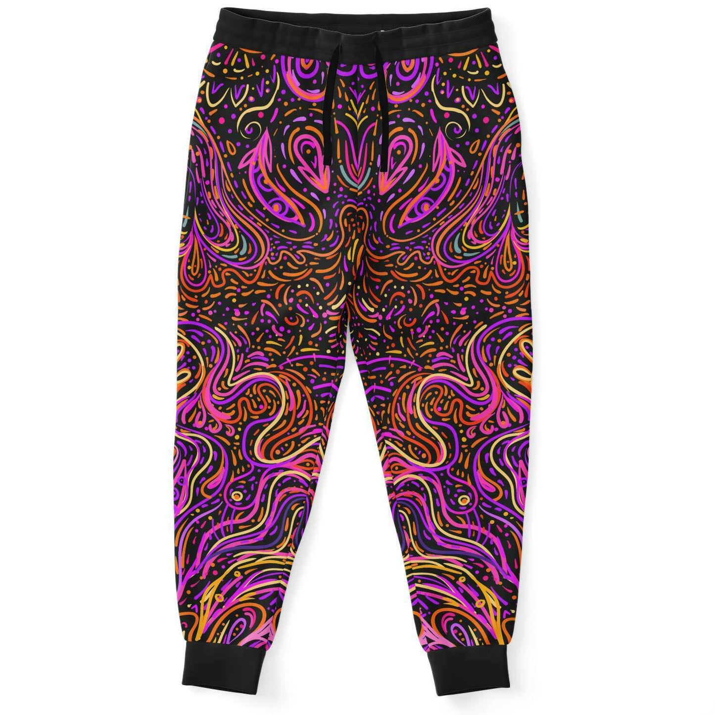 Black Ornate Swirling Rave Joggers