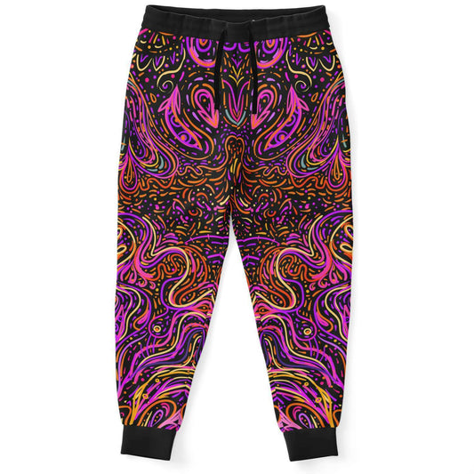 Black Ornate Swirling Rave Joggers