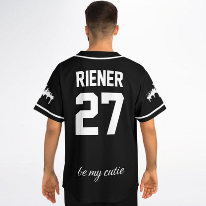 Black Minimal Team Rave Baseball Jersey